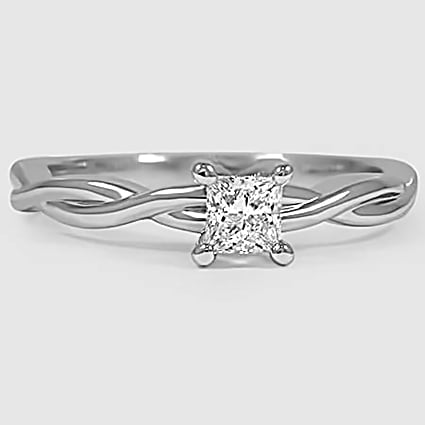 18K White Gold twisted vine solitaire 