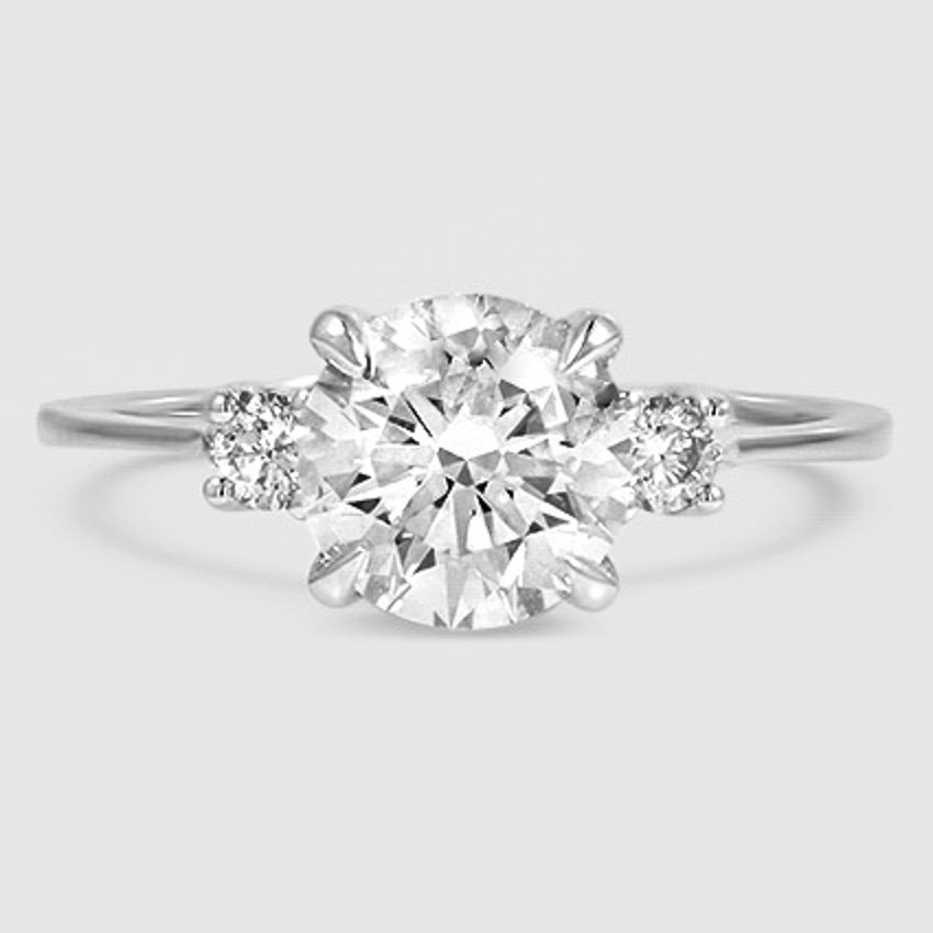18K White Gold petite selene three stone 