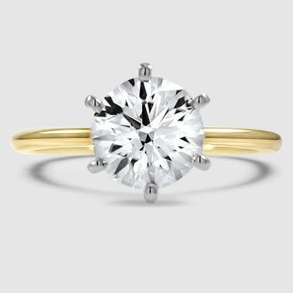 18K Yellow Gold six-prong petite comfort fit 1.5mm solitaire 