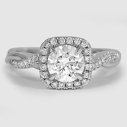 18K White Gold petite twisted vine halo 