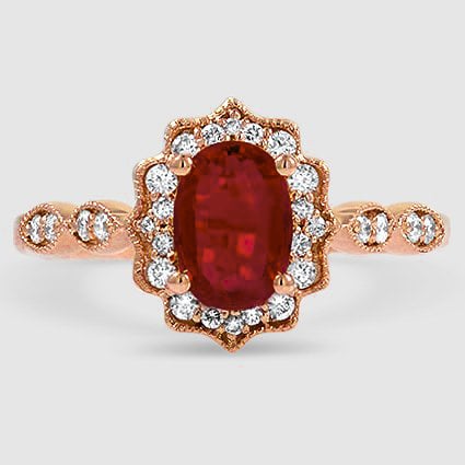 14K Rose Gold cadenza halo 