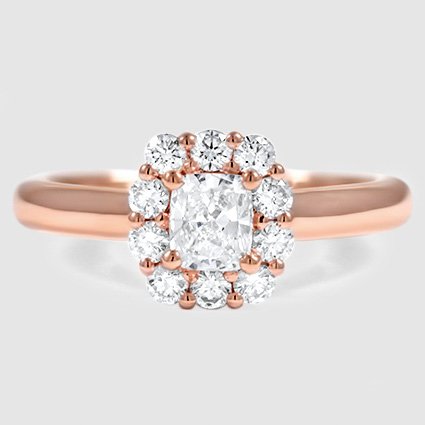 14K Rose Gold lotus flower halo 