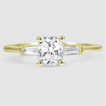 18K Yellow Gold tapered baguette three stone 