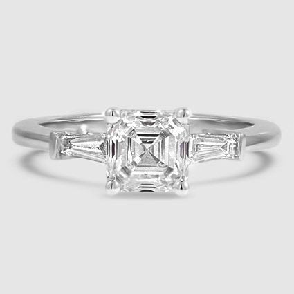 18K White Gold tapered baguette three stone 