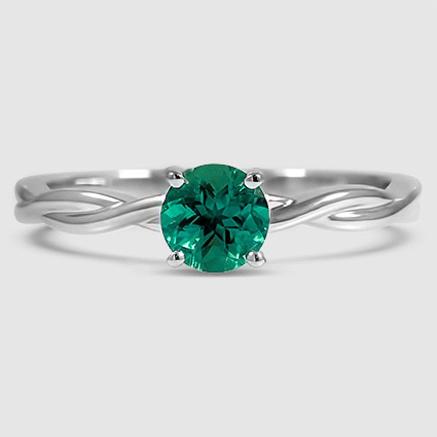 18K White Gold twisted vine solitaire 