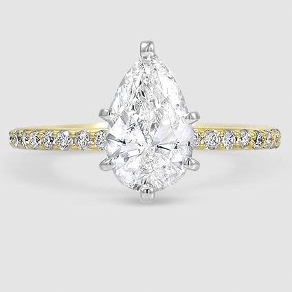 18K Yellow Gold petite shared prong three-quarter coverage 