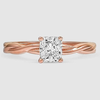 14K Rose Gold twisted vine solitaire 