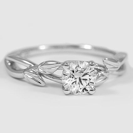 18K White Gold budding willow solitaire 