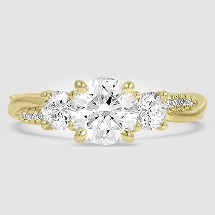 18K Yellow Gold petite twisted vine three stone 