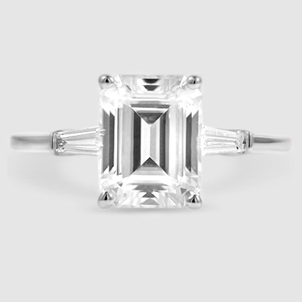 18K White Gold tapered baguette three stone 