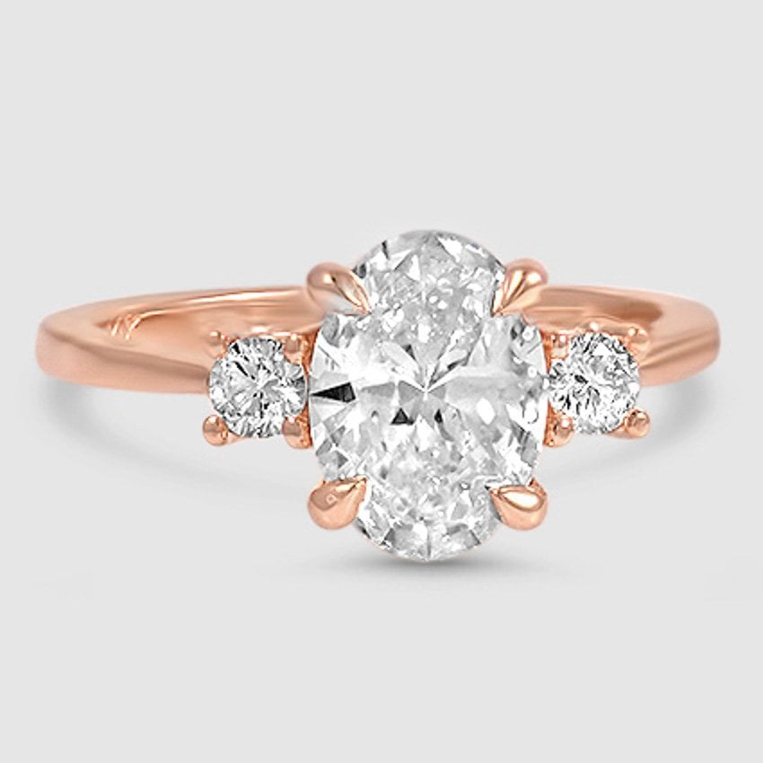 14K Rose Gold petite selene three stone 
