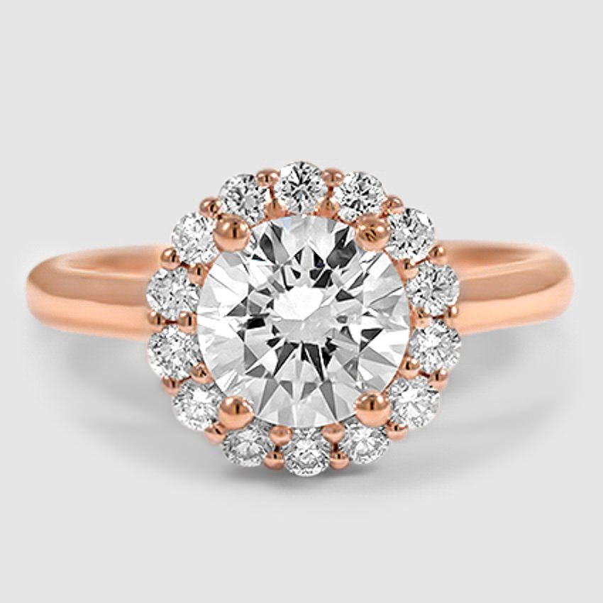 14K Rose Gold lotus flower halo 
