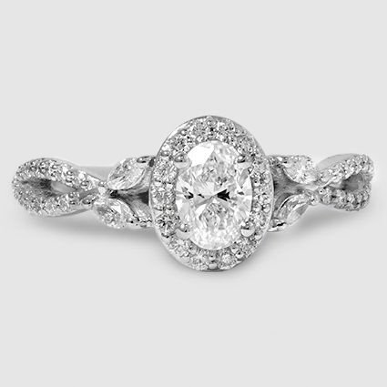 18K White Gold luxe willow halo 