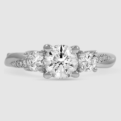 Platinum petite twisted vine three stone 