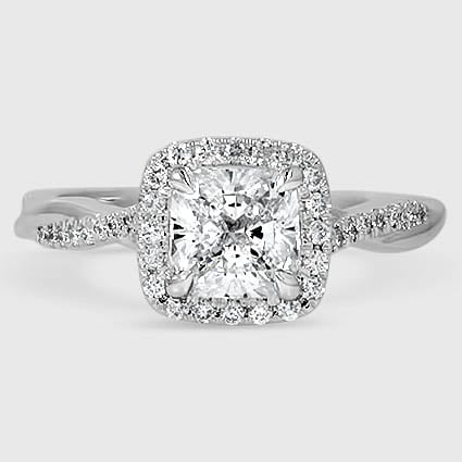 18K White Gold petite twisted vine halo 