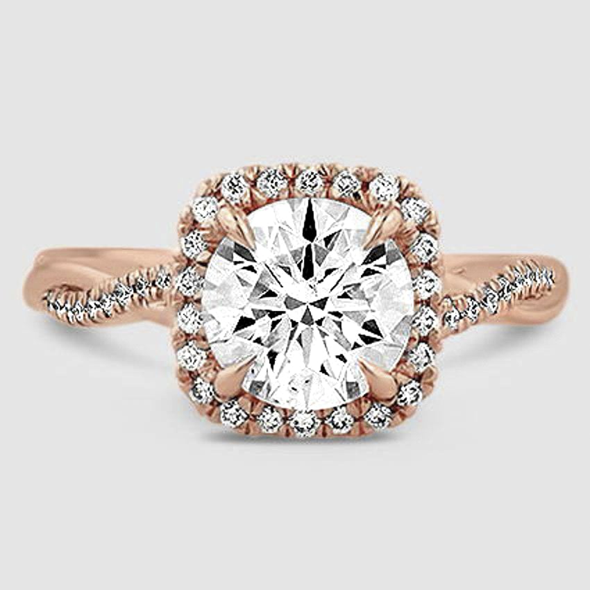 14K Rose Gold petite twisted vine halo 