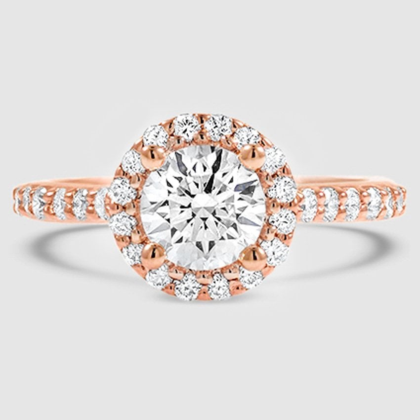 14K Rose Gold halo 