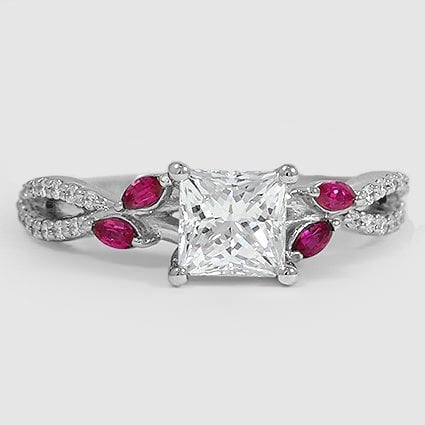 18K White Gold luxe willow (Modified with Pink Sapphire Accents)