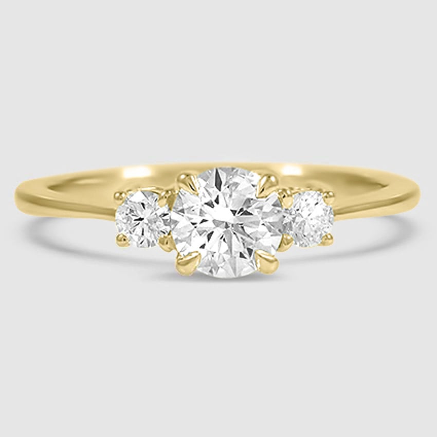 18K Yellow Gold petite selene three stone 