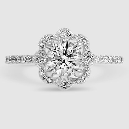 18K White Gold reina halo 