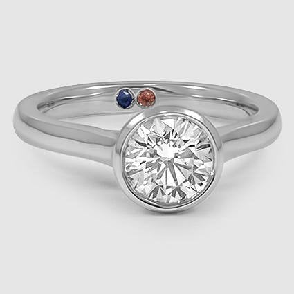 Platinum luna 2mm bezel (Modified with Flush Set Orange and Blue Accent Sapphires)