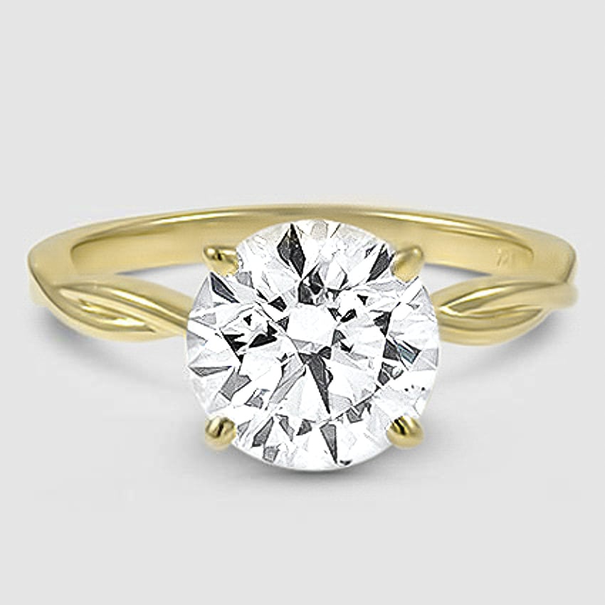18K Yellow Gold twisted vine solitaire 