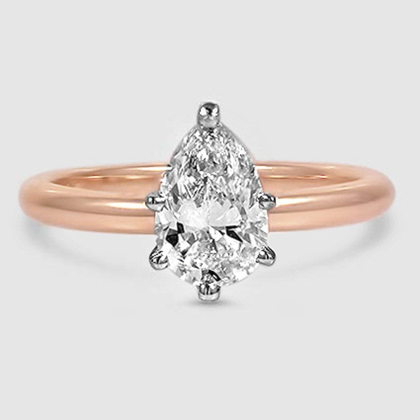 14K Rose Gold comfort fit 2mm solitaire 
