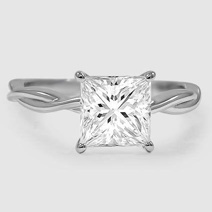 18K White Gold twisted vine solitaire 