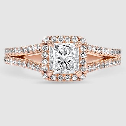 14K Rose Gold fortuna halo 