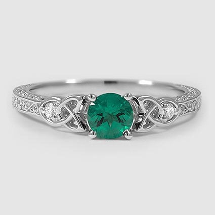 1.51 Oval Cut Diamond Engagement Ring w/ Emerald Accents - Filigree Jewelers
