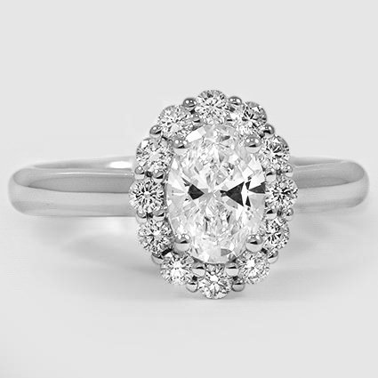18K White Gold lotus flower halo 
