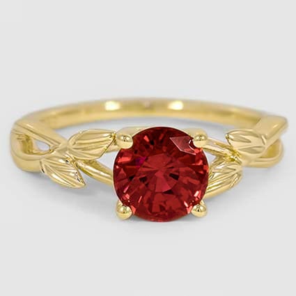 18K Yellow Gold budding willow solitaire 