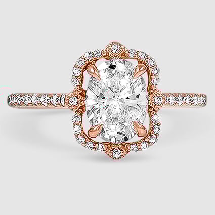 14K Rose Gold reina halo 