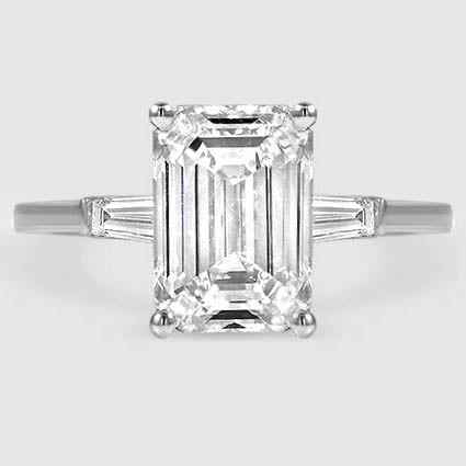 18K White Gold tapered baguette three stone 