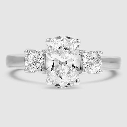 18K White Gold petite three stone trellis 