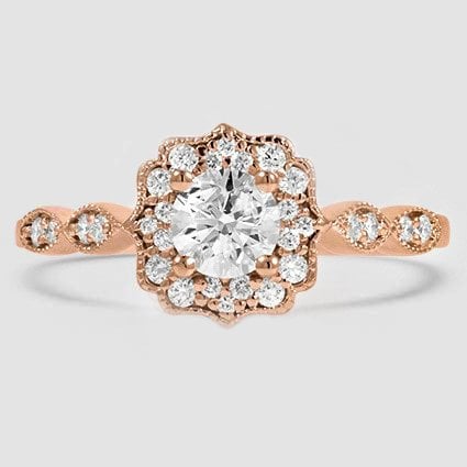 14K Rose Gold cadenza halo 