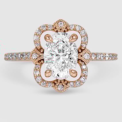14K Rose Gold reina halo 