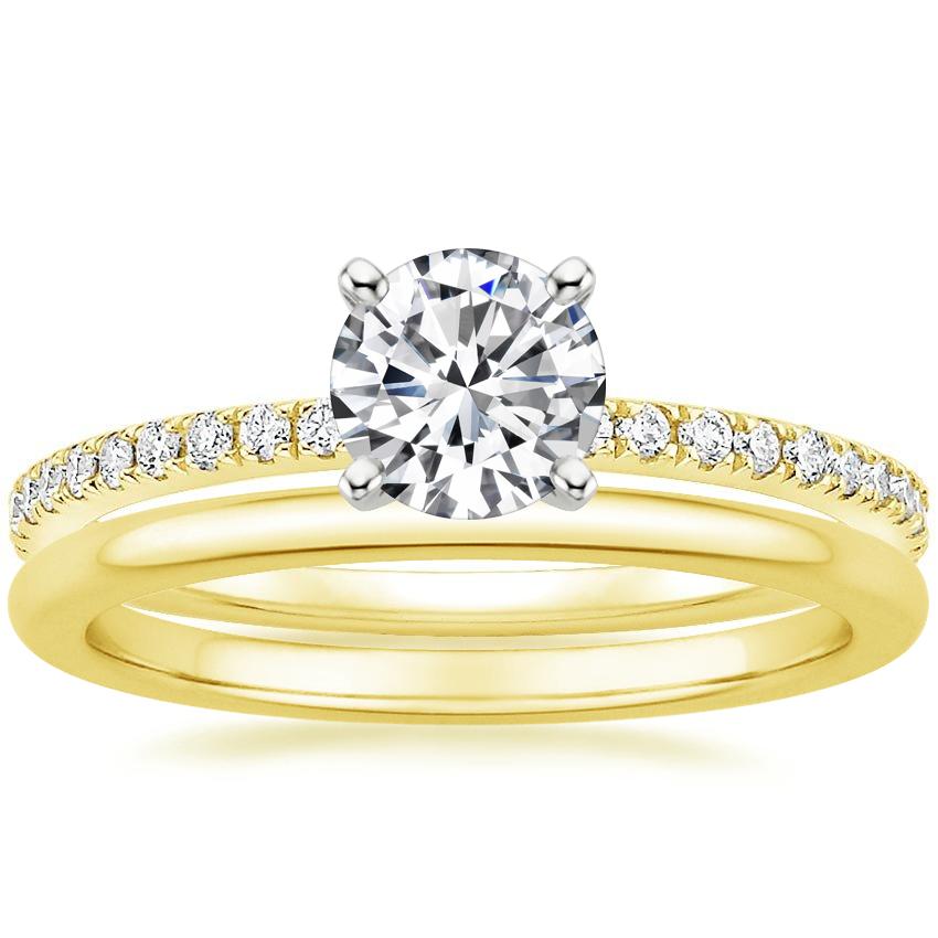 18K Yellow Gold Luxe Ballad Diamond Ring (1/4 ct. tw.) with Petite Comfort Fit Wedding Ring