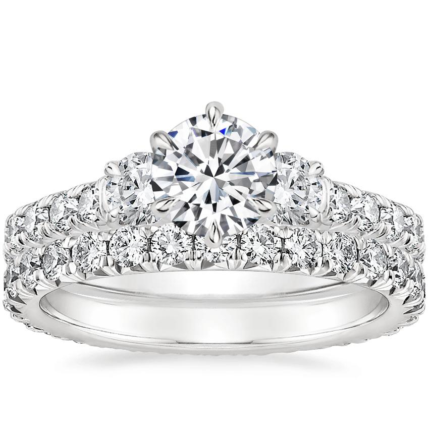 18K White Gold Gramercy Diamond Ring (3/4 ct. tw.) with Sienna Eternity Diamond Ring (7/8 ct. tw.)