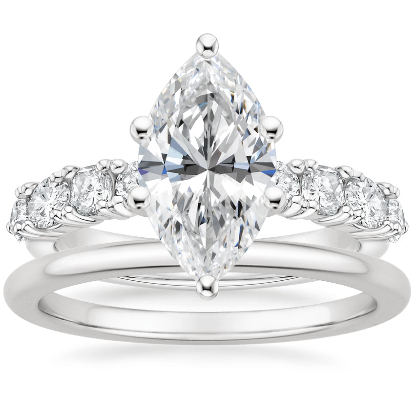Platinum Montage Diamond Ring with Petite Comfort Fit Wedding Ring