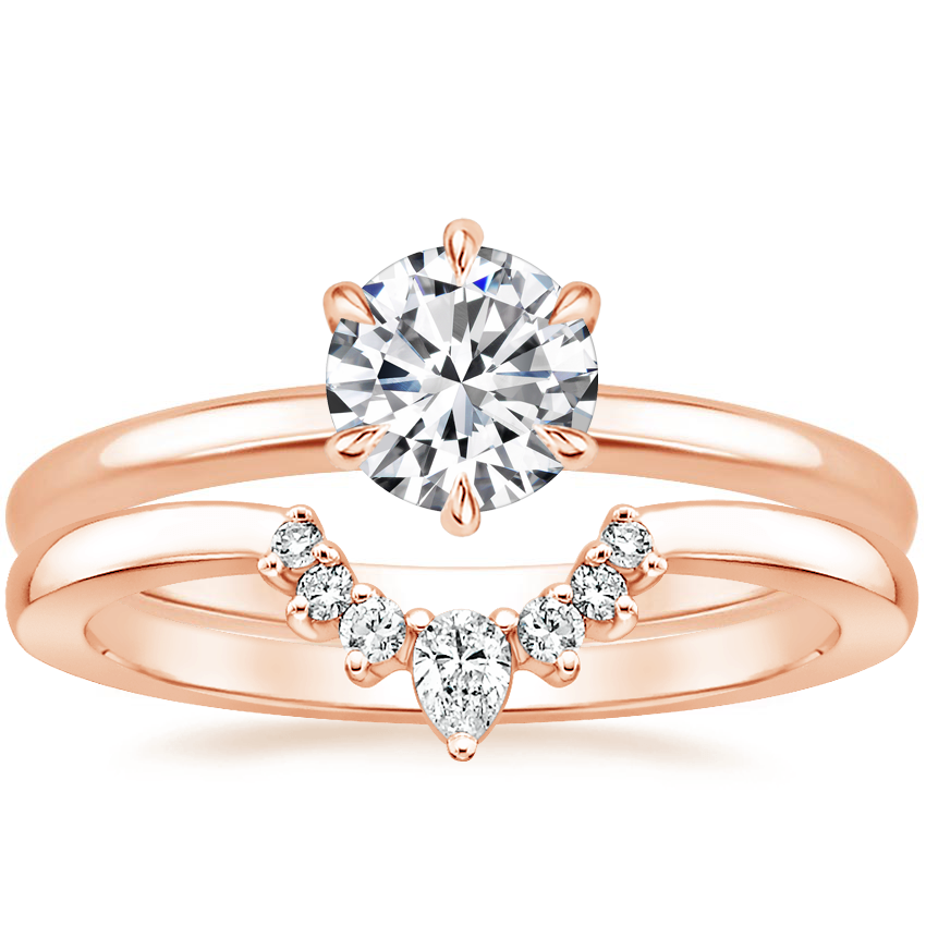 14K Rose Gold Esme Ring with Lunette Diamond Ring