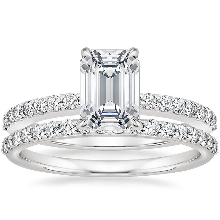 18K White Gold Luxe Elodie Diamond Ring (1/4 ct. tw.) with Petite Shared Prong Diamond Ring (1/4 ct. tw.)