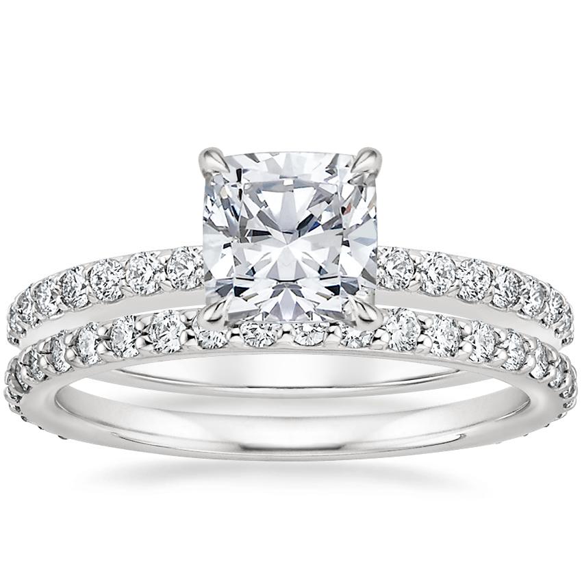 18K White Gold Luxe Elodie Diamond Ring (1/4 ct. tw.) with Petite Shared Prong Eternity Diamond Ring (1/2 ct. tw.)