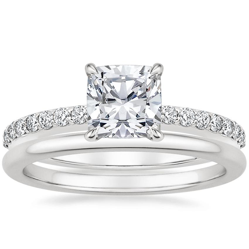 Platinum Luxe Elodie Diamond Ring (1/4 ct. tw.) with Petite Comfort Fit Wedding Ring