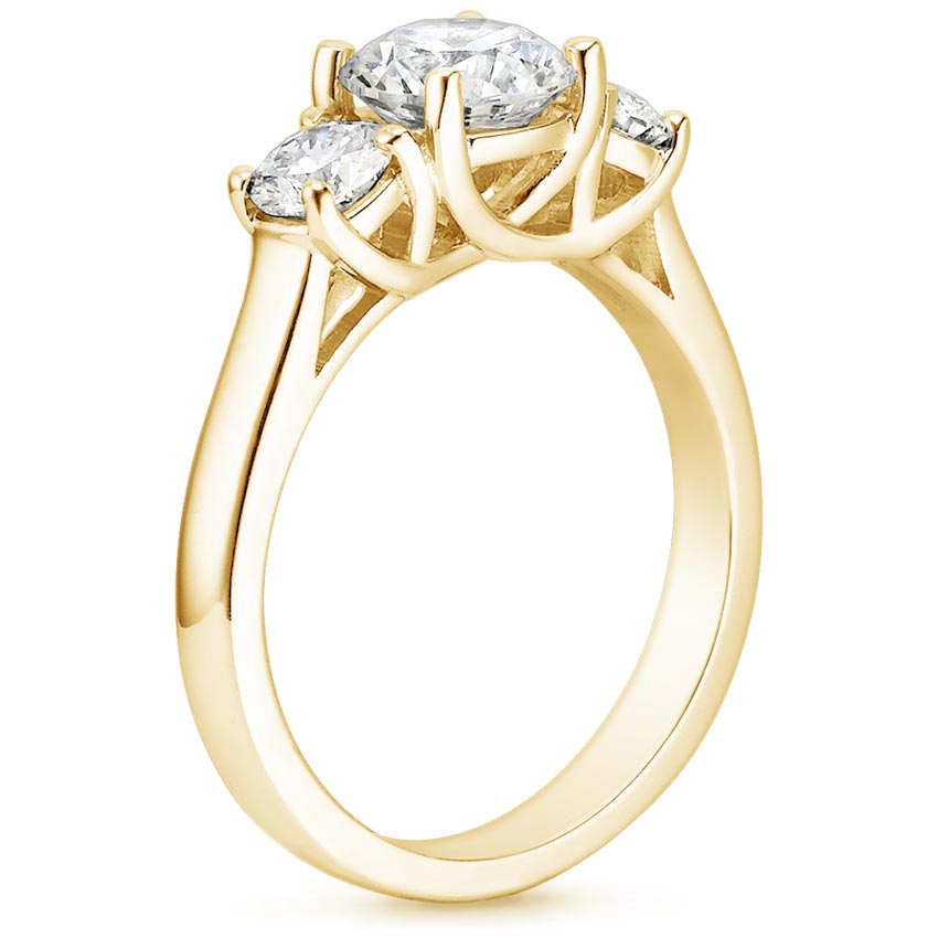 18K Yellow Gold Three Stone Trellis Diamond Ring (1/2 ct. tw.), large side view