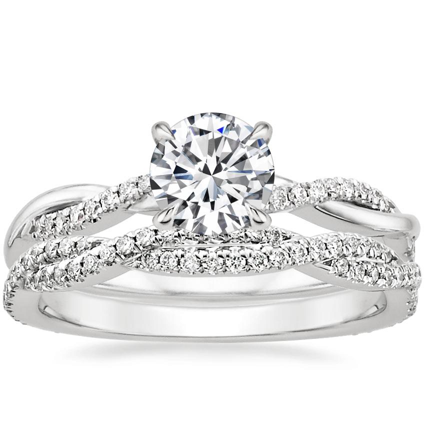 18K White Gold Petite Twisted Vine Diamond Ring (1/8 ct. tw.) with ...