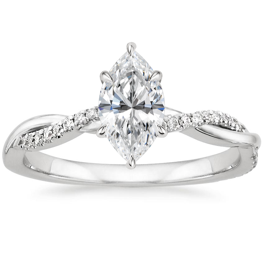 18K White Gold Petite Twisted Vine Diamond Ring (1/8 ct. tw.), large top view