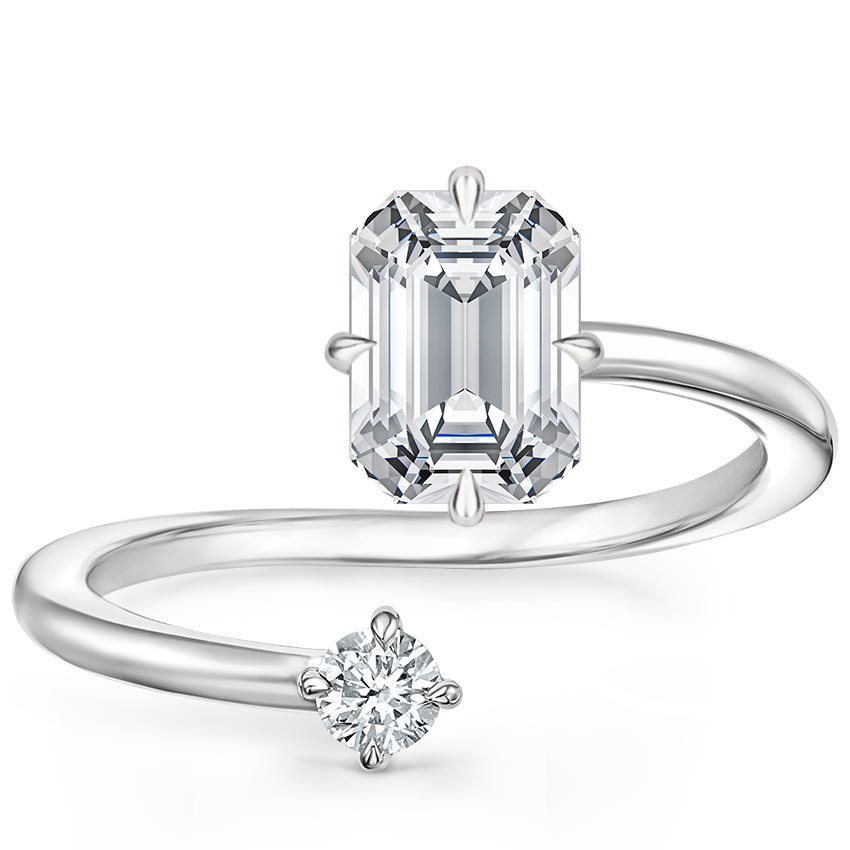 Emerald Platinum Alma Toi et Moi Diamond Ring