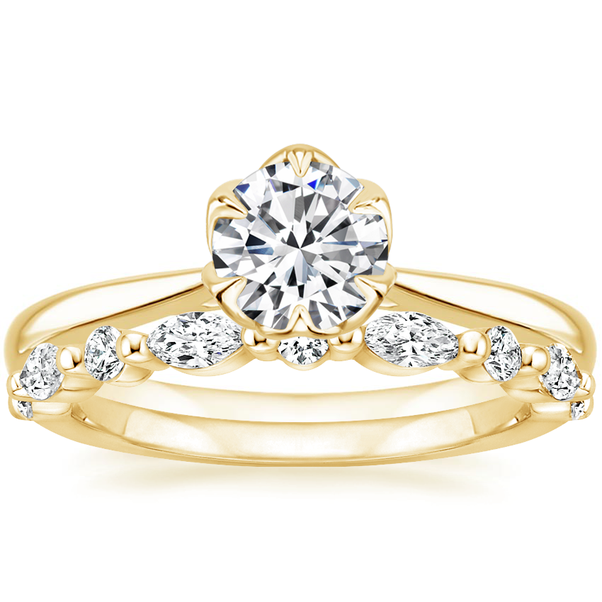 18K Yellow Gold Caliana Ring with Versailles Diamond Ring (3/8 ct. tw.)