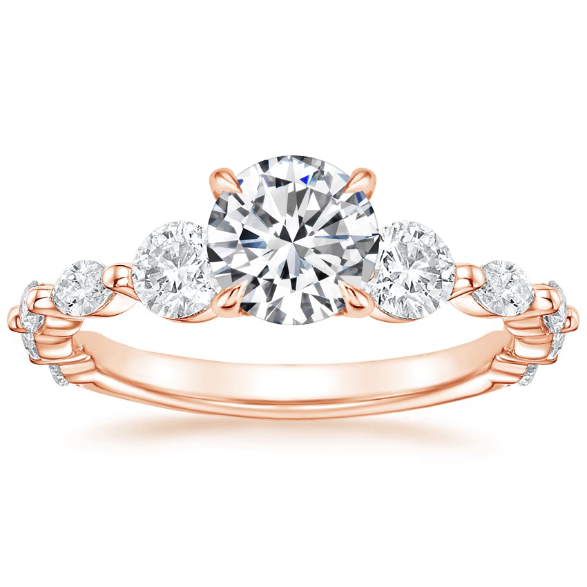 14K Rose Gold Three Stone Versailles Diamond Ring (1/2 ct. tw.), large top view